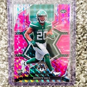 BREECE HALL ROOKIE CARD PINK MOSAIC PRIZM NFL JETS 2022